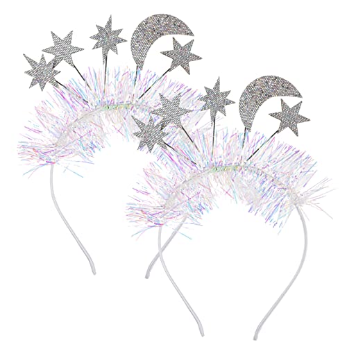 Ipetboom 2st Sterne Stirnband Glitzernde Kopfbedeckungen Quasten-stirnbänder Amor Kostüm Damen Mond-haar-accessoires Mädchenkleidung Turban-stirnband Tiara Plastik Partybedarf Pailletten von Ipetboom
