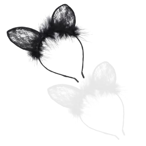 Ipetboom 2stücke Haarreif Mit Hasenohren Halloween Haarschmuck Handgefertigter Haarband Spitze Und Federn Für Festivals Und Kostümpartys Einzigartiges Design Für Damen von Ipetboom