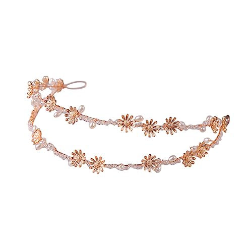 Ipetboom 2st Stirnband Mit Blumenperle Tragbares Blumenstirnband Dekor Mit Goldenen Akzenten Goldenes Stirnband Strass-kopfschmuck Haarschmuck Aus Strass Tiara Hochzeit Haare Hoch Braut Abs von Ipetboom