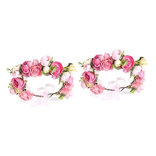 Ipetboom 2st Tiara Für Die Hochzeit Der Braut Brautaccessoires Haarschmuck Guirnaldas Para Girlanden Zur Dekoration Haarverzierung Rose Stirnband Rosa von Ipetboom