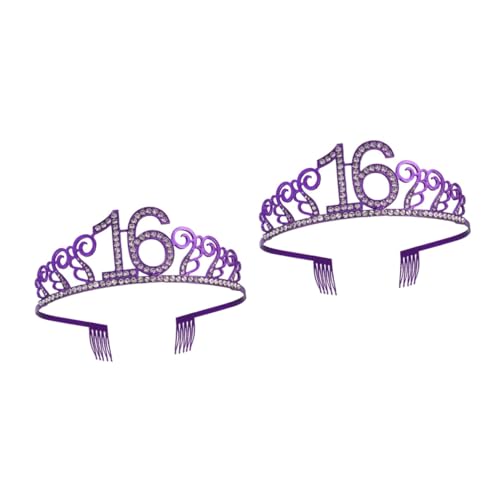 Ipetboom 2st Tiara Zum 16. Geburtstag Alles Zum Geburtstag Stirnband 16. Geburtstag Für Mädchen Haarschmuck Für Frauen Barock Lila Dekor Violett Geburtstagskuchen Braut Dekorationen von Ipetboom