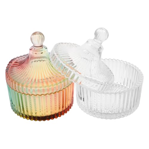 Ipetboom 2stücke Aufbewahrungsbox Aus Glas Für Puderquaste Schminktisch-organizer Reisebehälter Für Körperpuderquaste Make-up-quasten-halter Glas-schale Für Kosmetikzubehör von Ipetboom