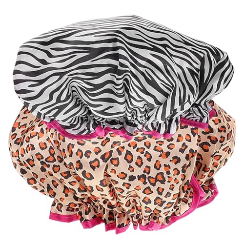 Ipetboom 2stücke Doppellagige Wasserdichte Duschhaube Elastische Badehaube Für Damen Und Herren Wiederverwendbare Satinhaube Zum Duschen Oder Baden von Ipetboom