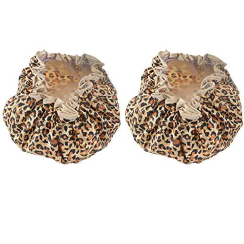 Ipetboom 2stücke Duschhaube Doppellagig Elastische Badekappen Im Leopardenmuster Haarschutz Für Damen Für Bad Beauty-salon Und Zuhause von Ipetboom