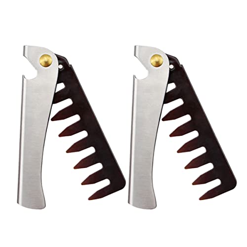 Ipetboom Klappbarer Ölkamm Für Männer 2 Stück Faltbar Edelstahl Langlebig Für Geöltes Haar Herren Haarkamm Für Pflege Und Styling von Ipetboom