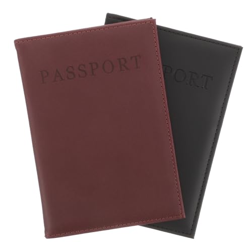 Ipetboom 2stücke Pu- Reisepasshülle Mit Kartenfach Multifunktionale Schützende Dokumentenmappe Für Reisen Retro-Farben Für Damen Und Herren von Ipetboom