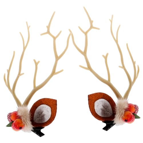 Ipetboom 2stücke Süße Haarspangen Mit Rentiergeweih- Für Mädchen Festliche Weihnachts-haaraccessoires Für Partys Und Cosplay Leicht Und Langlebig von Ipetboom