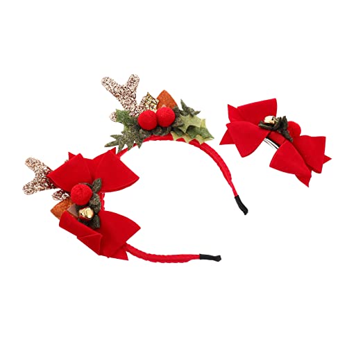 Ipetboom 2stücke Teiliges Weihnachts-haarband Set Mit Rentierhörnern Und Schleifen-haarclips Festliche Haaraccessoires Für Erwachsene Für Weihnachtsfeiern Und Festliche Anlässe von Ipetboom