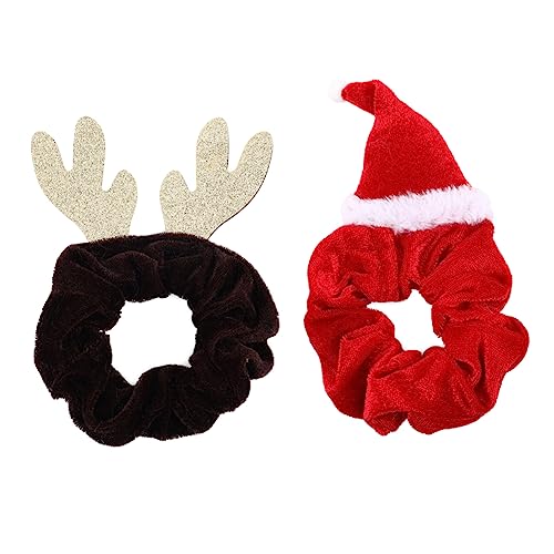 Ipetboom 2stücke Weihnachtliche Haargummis Für Frauen Retro Haarbänder in Bunten Designs Elastisches Haaraccessoire Für Jedes Styling Für Festliche Anlässe von Ipetboom