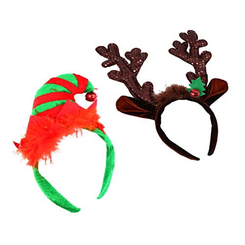 Ipetboom 2stücke Rentier Stirnband Für Weihnachten Geweih Haarband Weihnachts Kopfschmuck Haarreif Hut Party Kostüm Accessoire von Ipetboom