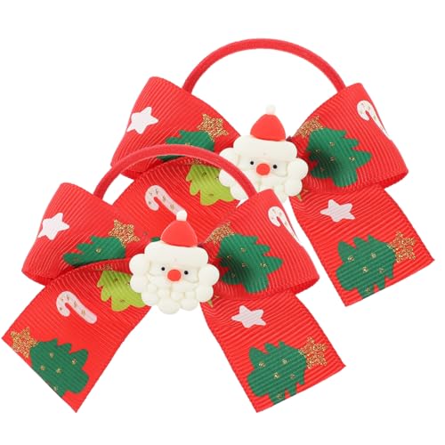 Ipetboom 2stücke Weihnachts-haarbänder Mit Niedlichen Schleifen Elastische Haargummis Für Mädchen Festliche Haaraccessoires Für Partys Und Feiertage Mit Weihnachtsmotiven von Ipetboom
