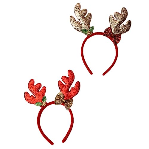 Ipetboom 2stücke Weihnachts-haarreifen Mit -antlers Und Goldenes Rentiergeweih-stirnband Für Festliche Anlässe Für Partys Und Mit Freunden von Ipetboom