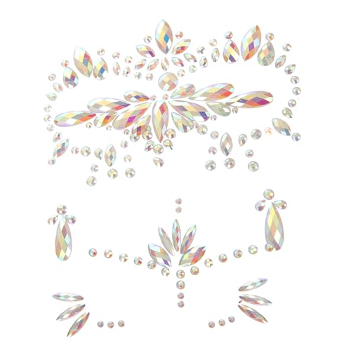 Ipetboom 3 Blätter Leuchtende Gesichtsgemsteine Nachtleuchtende Strass Aufkleber für Halloween Festival Party Cosplay Fluoreszierende Gesichtstattoos Rückstandsfrei Selbstklebend Leuchtend von Ipetboom