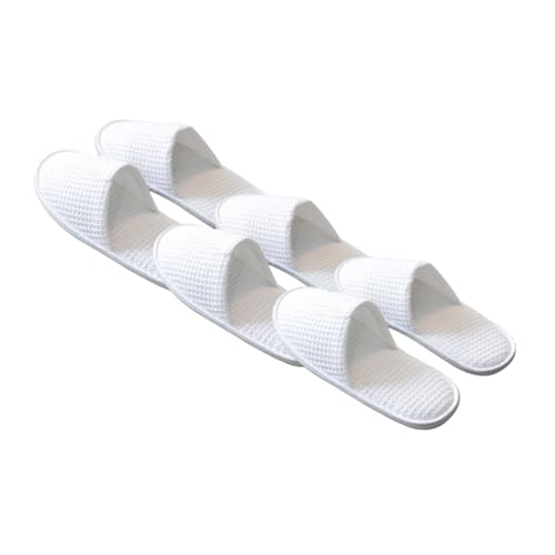 Ipetboom 3 Paar Einweg Hausschuhe aus weichem Baumwollstoff mit rutschfester EVA Sohle Komfortable dicke Hotel Indoor Pantoffeln für Gäste und Reisen Atmungsaktiv und strapazierfähig Weiß von Ipetboom