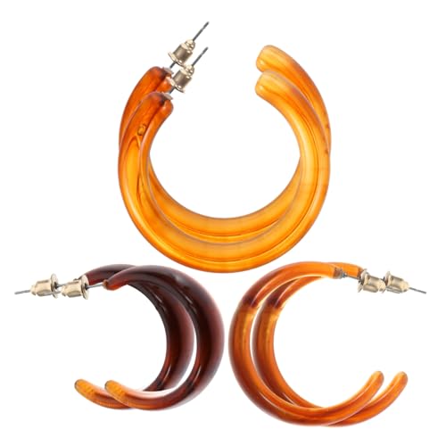 Ipetboom 3 Paare Damen Creolen Ohrringe Leicht Modisch Schlicht Geometrisch Angenehme Alltag Party von Ipetboom