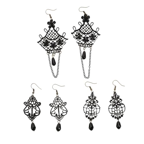 Ipetboom 3 Paare Halloween Ohrringe Damen Vintage Stil Lange Anhänger Schwarze Spitze Deko Modischer Damenschmuck Für Party Maskerade Cosplay Ipetboom 3 Paare Halloween Ohrringe Damen Vintage Stil Lange Anhänger Schwarze Spitze Deko Modischer Damenschmuck Für Party Maskerade Cosplay von Ipetboom