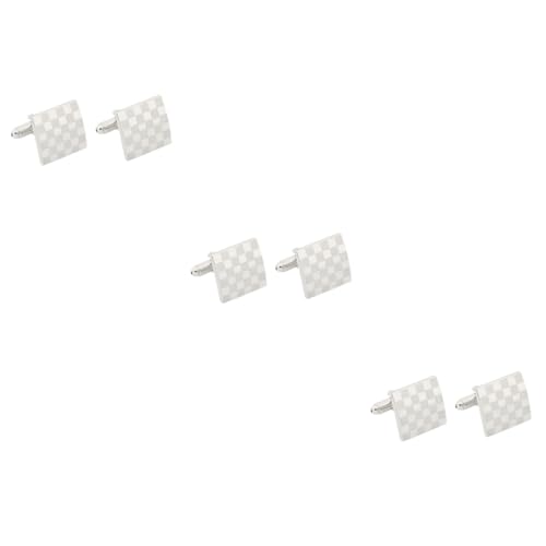Ipetboom 3 Paare Quadratische Manschetten knöpfe Kleid Hemden mit französischen Manschetten Männer Smoking Hochzeitsgeschenk klassische Manschettenknöpfe Hemd-Accessoire Legierung Silber von Ipetboom