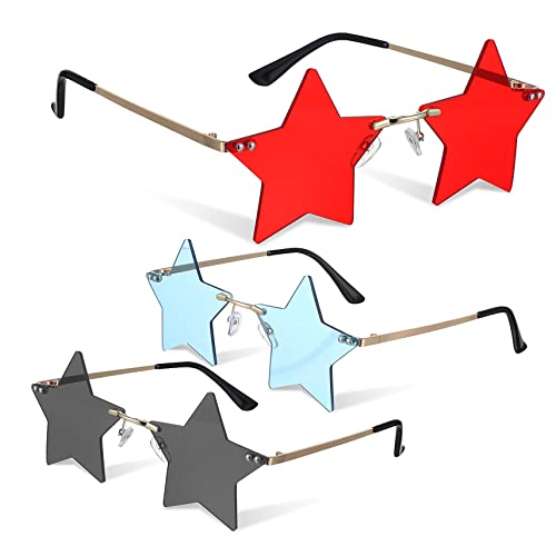 Ipetboom 3 Paare Sternförmige Sonnenbrillen Rave Brillen Trendige Partybrille für Damen Herren Rahmenlos Vintage Stil Ipetboom 3 Paare Sternförmige Sonnenbrillen Rave Brillen Trendige Partybrille für Damen Herren Rahmenlos Vintage Stil von Ipetboom