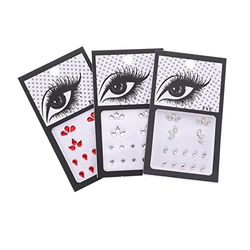 Ipetboom 3 Sätze Augen-Make-up-Aufkleber Tränen Edelsteine ​​Gesicht Zubehör Körper Textmarker machen Rave abziehbar handyschmuck selbstklebende Gesichtssteine Maniküre-Dekorationen Harz von Ipetboom