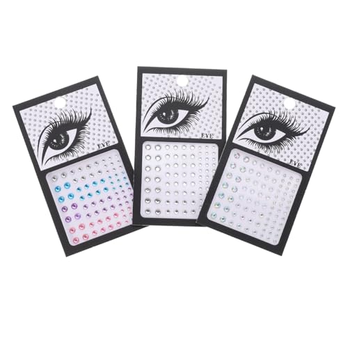 Ipetboom 3 Sätze Augen-Make-up-Aufkleber grüne Gesichtssteine funkeln Nagelschmuck und Charms Gesicht Strass Perlen abziehbar Party-Eye-Juwelen dekorativer Gesichtsschmuck Harz von Ipetboom