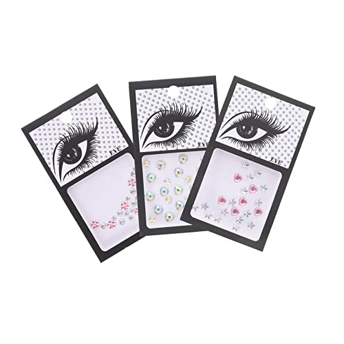 Ipetboom 3sätze Selbstklebende Gesichtsgems Funkelnde Augen Und Gesichtsschmuck Aufkleber Für Festivals Halloween Und Partys Einfache Anwendung Verschiedene Designs Und Formen von Ipetboom