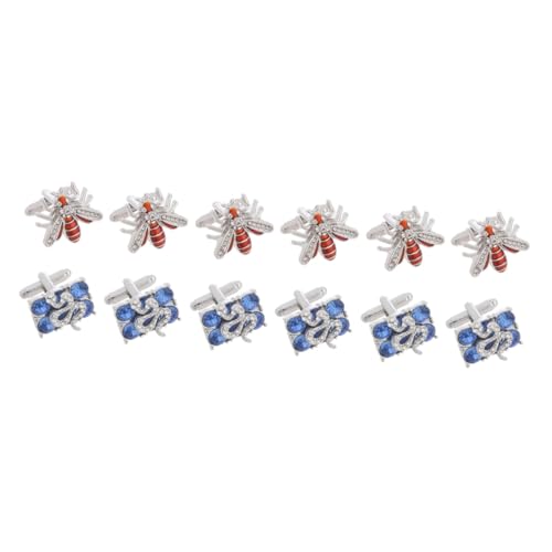 Ipetboom 3 Sätze Bienen-manschettenknöpfe Männer Schmuck Manschettenknöpfe Für Herren Anzug-manschettenknöpfe Für Männer Manschettenknöpfe Aus Metall Für Herren Strasssteine 2 Paare * 3 von Ipetboom