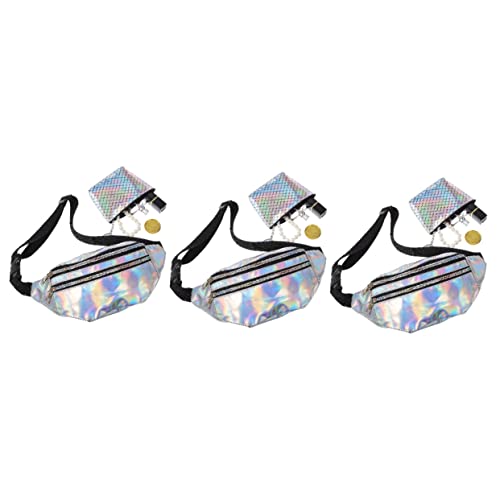 Ipetboom 3 Sätze Damen Gürteltasche Verstellbar mit Münzbeutel Glänzende Bauchtasche für Outdoor Sportarten Festivals und Reisen und Langlebig für Joggen und Wandern von Ipetboom