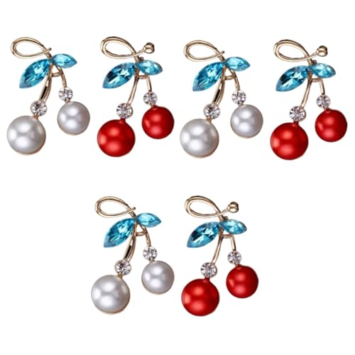 Ipetboom 3 Sätze Kirschbroschen Legierung Für Damen Broschen Mit Weißen Roten Perlen Zur Dekoration Von Kleidung Taschen Accessoires Besondere Anlässe 2 Stücke * 3 von Ipetboom