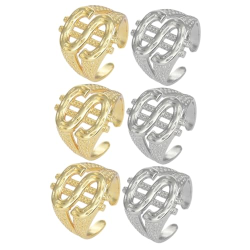 Ipetboom 3 Sätze Offene Finger Ringe Für Herren Hip Hop Dollarzeichen Ringe Verstellbar Für Partys Und Besondere Anlässe Robustes Und Stilvolles Finger Schmuckstück 2 Stück * 3 von Ipetboom