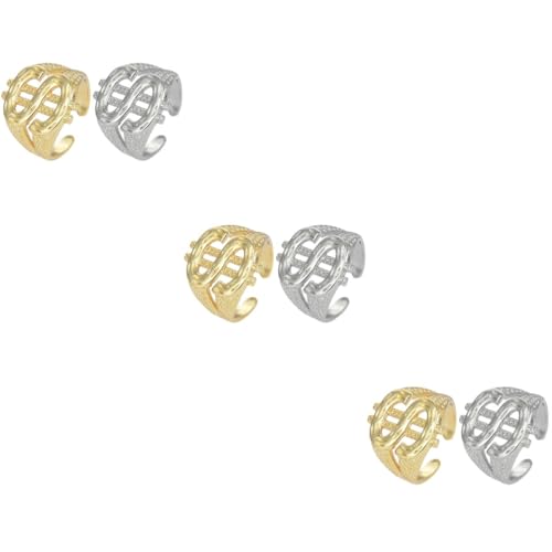 Ipetboom 3 Sätze Offene Ringe Für Herren Hip Hop Finger Schmuck Verstellbar Partys Besondere Anlässe Design 2 Stück * 3 von Ipetboom