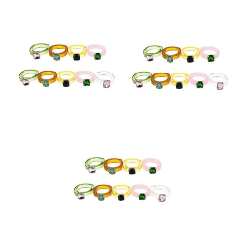 Ipetboom 3 Sätze Teiliges Bunter Acrylringe Mit Einzigartigem Schmuckdesign Kreative Farbstein Dekoration Für Damen Stilvolle Fingeraccessoires 9 Stück * 3 von Ipetboom