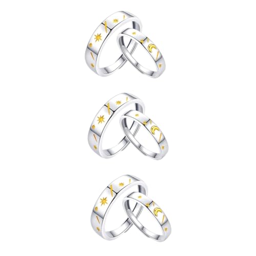 Ipetboom 3 Sätze Verstellbare Ringe Mit Sternen Design Romantische Finger Ringe Für Damen Herren Teiliges Für Valentinstag 2 Stück * 3 von Ipetboom