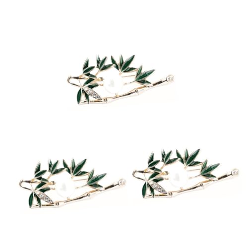 Ipetboom 3 Stck. Bambusförmige Brosche mit Perlen für Frauen Stilvolle Anstecknadel für Schals Taschen Kleidung Elegantes Retro Design Kreatives Accessoire für Besondere Anlässe von Ipetboom