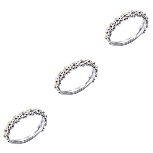 Ipetboom 3 Stck. Einstellbarer Daisy Ring für Damen Modischer Süßer Blumenring mit Feiner Verarbeitung von Ipetboom