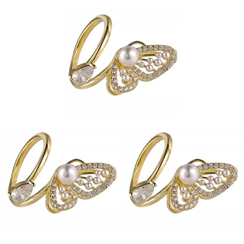 Ipetboom 3 Stck. Luxuriöser Perlenring für Damen Verstellbarer Offener Finger Schmuck für Partys Tanzaufführungen Hochwertiges Material Perfektes für Freundinnen Geliebte Menschen von Ipetboom