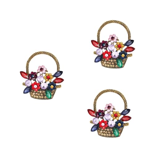 Ipetboom 3 Stck. Vintage Blumenkorb Brosche mit Dekoration Brosche für Frauen für Anlässe Wie Valentinstag oder Weihnachten Broschenclip für Vielseitige Styles von Ipetboom