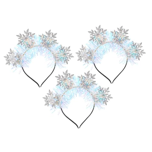 Ipetboom 3 Stk Schneeflocken-Stirnband Urlaub Stirnbänder Weihnachtsstirnbänder Bands christmas headband weihnachts haarreifen Haarschmuck für Damen Weihnachts-Stirnband Latte-Kunst Silver von Ipetboom