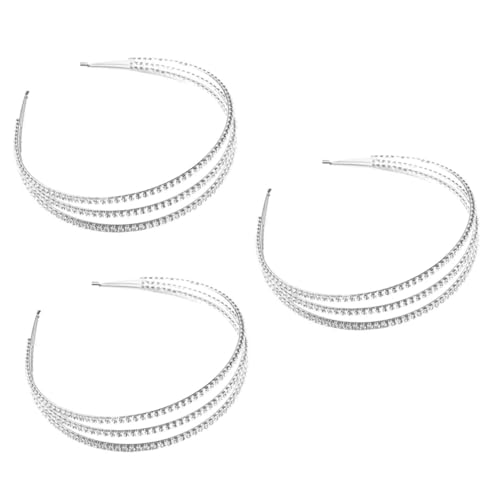 Ipetboom Braut Kopfschmuck 3 Stk Strass-Stirnband haarschmuck Hochzeit Kopfbedeckung Zubehör Schal Damen Gewelltes Stirnband von Ipetboom