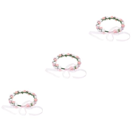 Ipetboom Haarkranz 3 Stk Zweireihiges Kranz-Armband-Set kopfschmuck Koreanisch Stirnband Kind Pe-Schaum- Weiß Brautkopfschmuck Für Die Hochzeit von Ipetboom