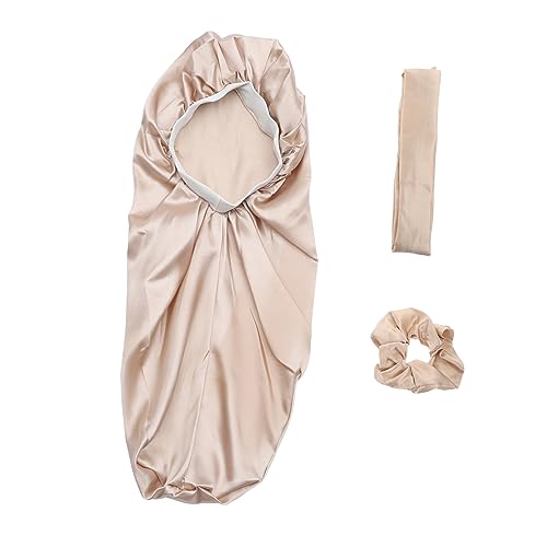 Ipetboom 3stücke Teiliges Set Haarschmuck Für Damen Lange Schlafhaube Mit Breitem Gummiband Für Nasses Haar Komfortable Kopfbedeckung Champagnerfarbe Für Zuhause von Ipetboom