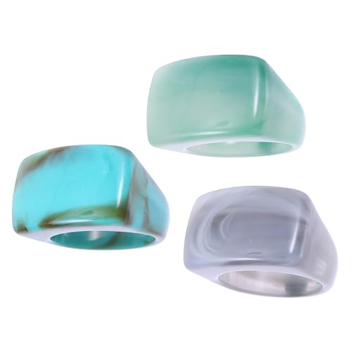 Ipetboom 3 Stück Acryl Fingerring Marmoroptik Trendiger Modeschmuck Damen Mädchen Geschenk Stilvolle Ringe Langlebig Sicher Vielseitig für Alltag Valentinstag Geburtstag von Ipetboom