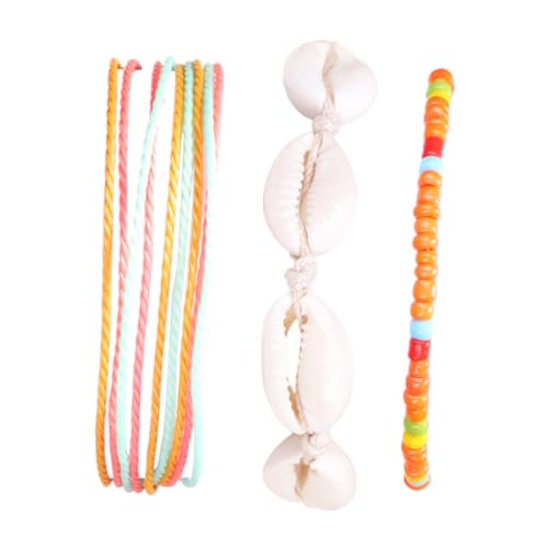 Ipetboom 3 Stück Boho Fußkettchen Orange Geflochtene Perlen Fußkette Leichtes Komfortables Fußschmuck für Damen und Mädchen für Sommer Festival und Strandaccessoires von Ipetboom