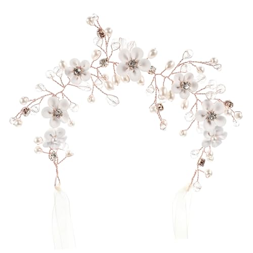 Ipetboom 3st Braut Stirnband Perlenhaarschmuck Für Frauen Blumen Braut Kopfschmuck Zubehör Abs Hochzeitsperle Haarband Exquisites Stirnbanddekor Braut- Tiara Polymer-ton Koreanisch Damen von Ipetboom