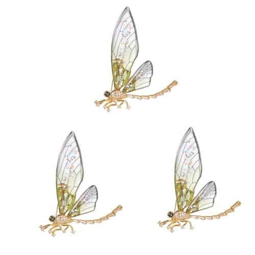 Ipetboom 3 Stück Brosche Dragonfly mit Zirkonia Damenmodebrosche Dekorative Anstecknadel für Kleidung Taschen Perfektes für Mutter von Ipetboom