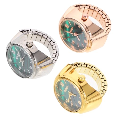 Ipetboom 3 Stück Dekorative Fingeruhr Mit Kreisförmigem Ring Design Modische Fingeruhr Ringe Damenuhr Für Frauen Kleine Personalisierte Ringuhr Mini Fingeruhr Lässige Uhren Aus von Ipetboom