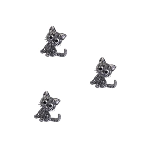 Ipetboom 3 Stück Diamantbesetzte Katzenbrosche Lustige Cartoon Animal Brosche für Taschen Schals Kleidung für Partys Hochzeiten Täglichen Gebrauch von Ipetboom