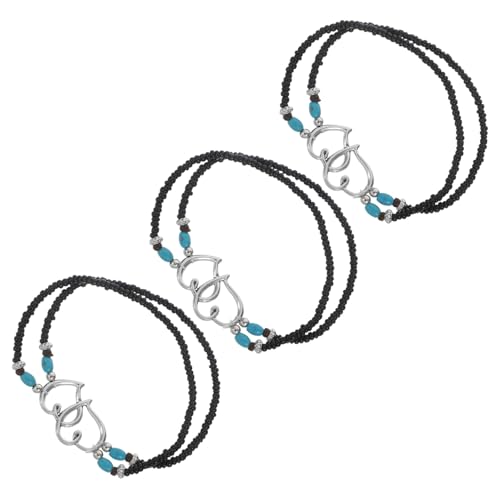Ipetboom 3stücke Damen-fußkettchen Aus Kunststoff Boho-herz-fußkettchen Für Strand Und Sommer-outfits Fußschmuck Aus Harz Doppelte Fußkette Mit Herz Und Perlenverzierungen von Ipetboom