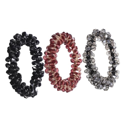 Ipetboom 3 Stück Elastische Haarbänder mit Strasssteinen Funkelnde Haarschmuck Accessoires für Damen Vielseitige Haarbänder für Alltag Partys und Festliche Anlässe in Silber von Ipetboom