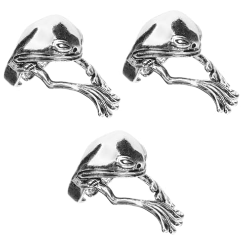 Ipetboom 3 Stück Frosch Metall Einstellbarer Offener Finger Schmuck für Frauen Einzigartige Frosch Dekoration Langlebiges Bequemes Design von Ipetboom