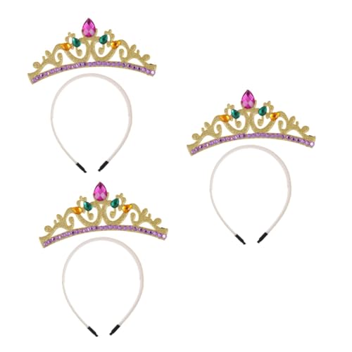 3St Geburtstagskrone Stirnband Geburtstagsfeier Krone Strasskronen für Kinder Haarbänder Tiara Foto-Stirnband Strass-Stirnband Strasssteine Haarschmuck Kleid Kopfbedeckung Vlies von Ipetboom